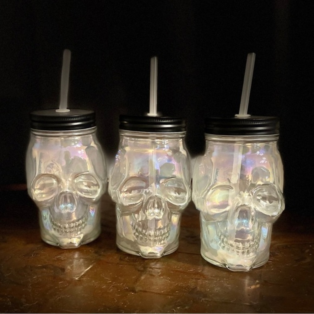Iridescent Skull Mason Jar Tumblers Set of 6